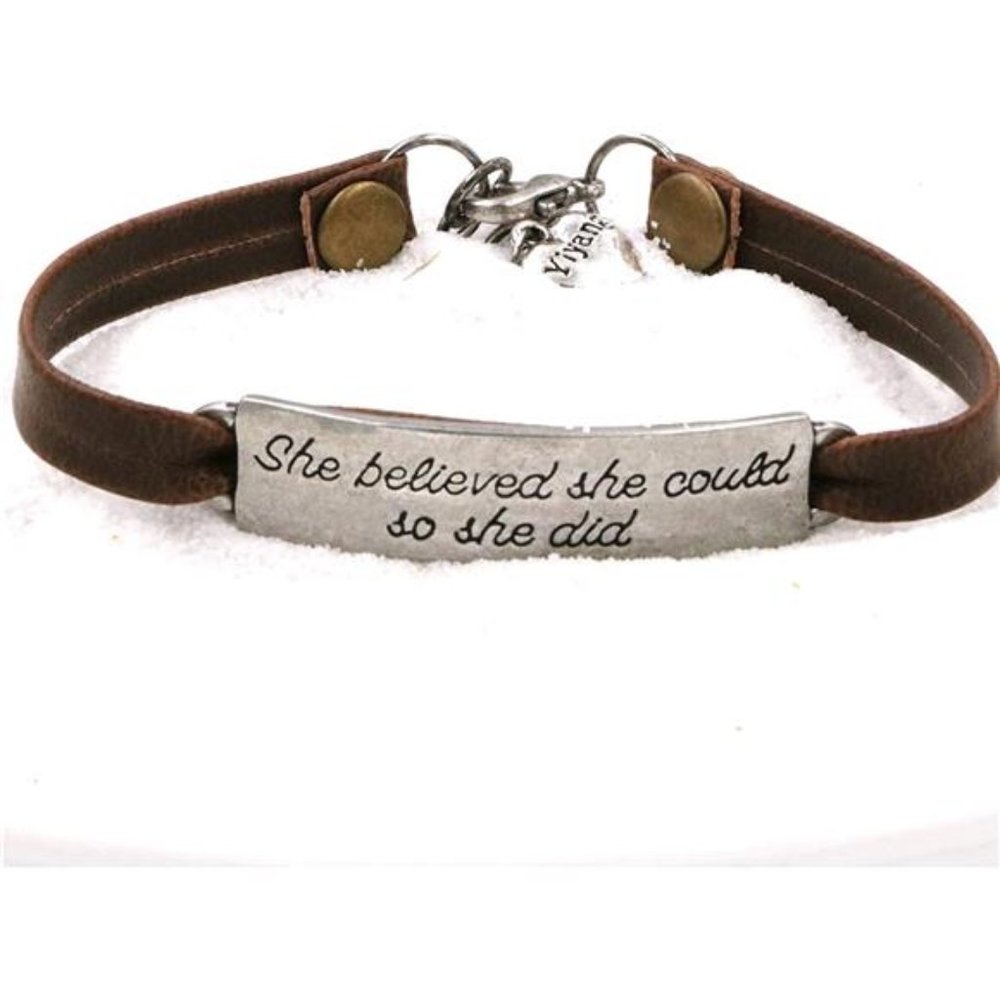 Christian Leather Bracelet with Inspirational Bible Verse